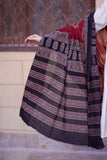 Red and Black Hand-Block Printed Cotton Dupatta with Intricate Patterns