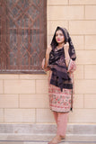 Simple and Descriptive: Black and Pink Hand-Block Printed Cotton Scarf with Floral Motifs