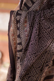 Meeras Ajrak Chaadar - Black Pure Lawn Chaddar