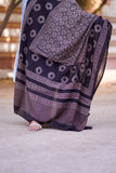 Black and Beige Hand-Block Printed Cotton Dupatta with Intricate Patterns