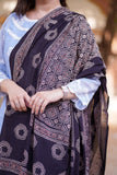 Black and Beige Hand-Block Printed Cotton Dupatta with Intricate Patterns