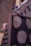 Black & Burgundy Ajrak Chaadar - Traditional Hand-Block Printed Cotton Throw