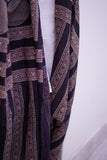 Black and Beige Hand-Block Printed Cotton Dupatta with Intricate Patterns