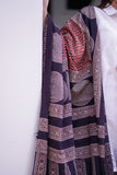 Black and Beige Hand-Block Printed Cotton Dupatta with Intricate Patterns