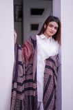 Black and Beige Hand-Block Printed Cotton Dupatta with Intricate Patterns