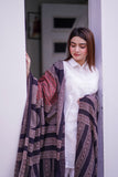 Black and Beige Hand-Block Printed Cotton Dupatta with Intricate Patterns