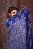 Fasana Ajrak Chaadar Hand-Block Printed Blue Pure Lawn Chaadar - A Traditional Masterpiece