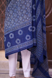 Fasana Ajrak Chaadar Hand-Block Printed Blue Pure Lawn Chaadar - A Traditional Masterpiece