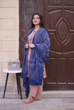 Hand-Block Printed Lawn (Blue) in Indigo with Delicate Embellishments