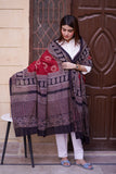 Maroon & Black Ajrak Chaadar - Traditional Hand-Block Printed Cotton Throw