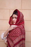 Maroon Ajrak Scarf - A Timeless Classic, Hand-Block Printed